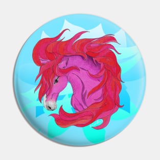 Pink Horse with Floral Design Pin