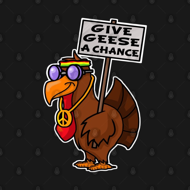 Funny Give geese a chance thanksgiving pun by Duckfieldsketchbook01