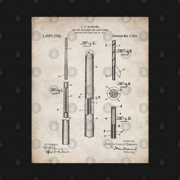 Pool Cue Patent - 9 Ball Art - Antique by patentpress