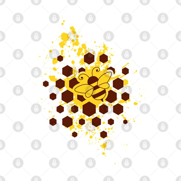 Bee, honeycombs and yellow splash by Florin Tenica