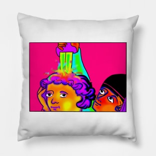 Guy Being Stabbed Bad Medieval Art #Mood 90s Trippy Rainbow Pillow