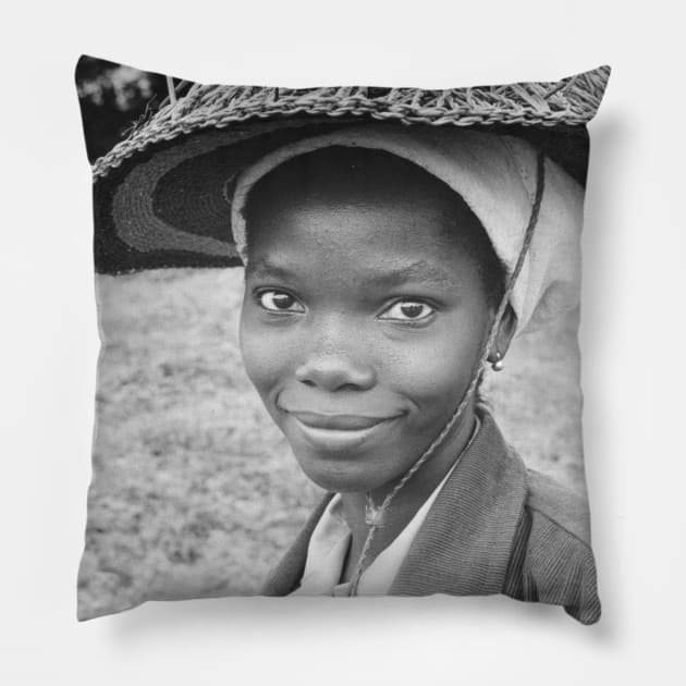 Vintage portrait of a Liberian Woman Pillow by In Memory of Jerry Frank