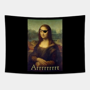 Mona Lisa, Funny Art Pirate T-Shirt Tapestry