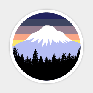 Retro Sunset Pacific Northwest Forest Magnet