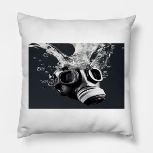 Cyberpunk Gasmask Artwork / Gasmask Splashing In Water Pillow