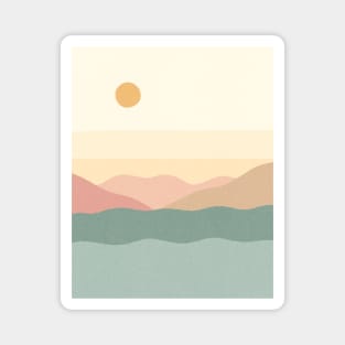 Boho Landscape Pastel Sunset on the Sea Magnet