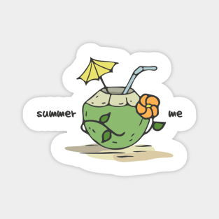 Hand Drawn Illustrations Summer Me Tropical Drink Summer Vacation Gift Magnet