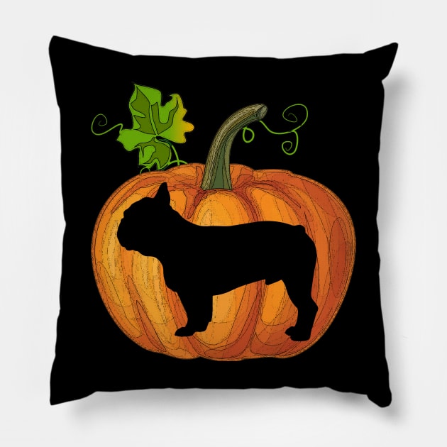 French bulldog in pumpkin Pillow by Flavie Kertzmann