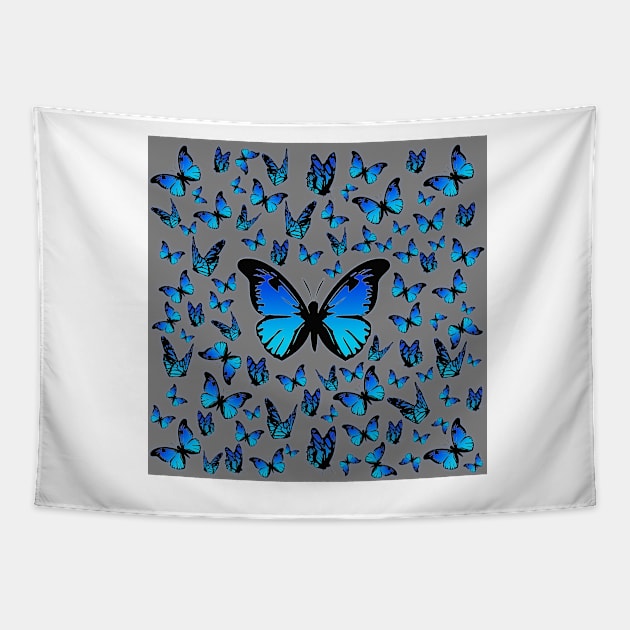 blue butterflies Tapestry by poupoune