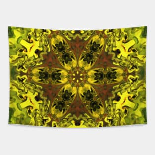 Psychedelic Hippie Flower Yellow and Green Tapestry