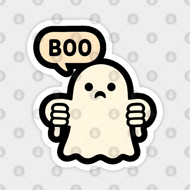 Sad Ghost Saying “Boo” – Funny Halloween Ghost Graphic Magnet by MakerMind8.2
