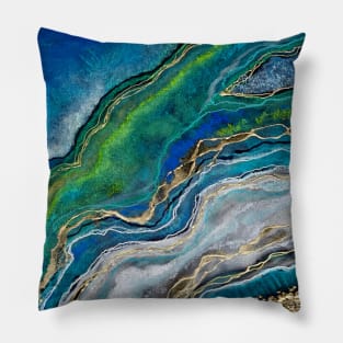 TURQUOISE WATERS Geode Agate Art Pillow