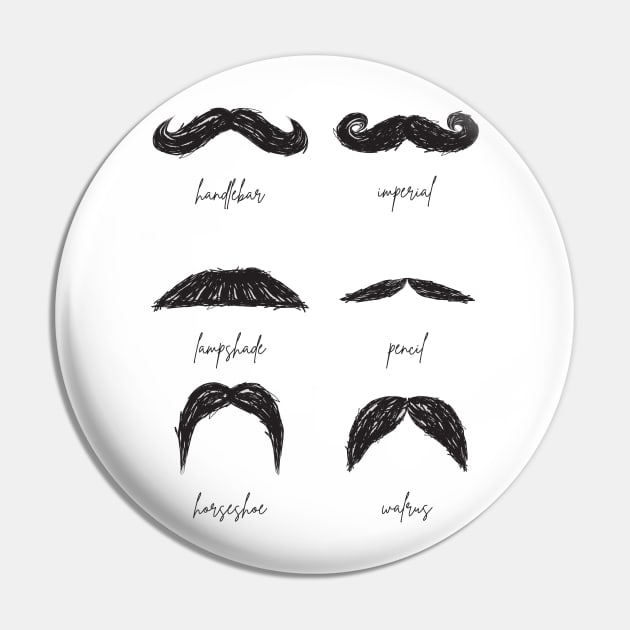 Moustache Types Grid Pin by Scrabbly Doodles