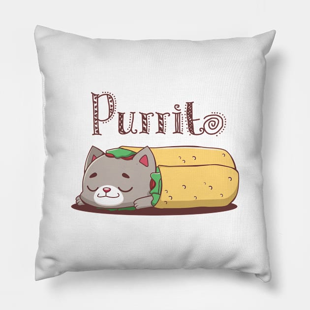 Purrito pun design Pillow by GazingNeko