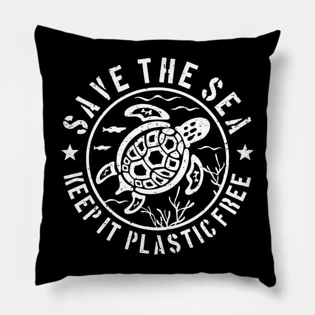 Save The Sea Keep It Plastic Free Pillow by FloraLi