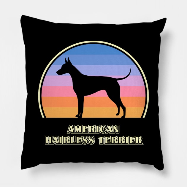 American Hairless Terrier Vintage Sunset Dog Pillow by millersye