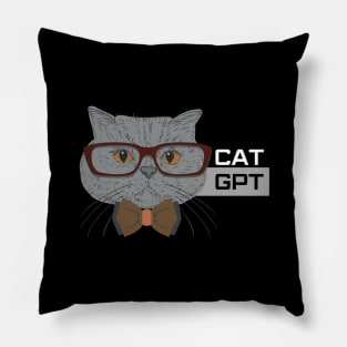 Cat GPT Working Ai Cat, Funny Geek Cat Using Computer Design for Cat Lovers and ChatGPT Fans Pillow