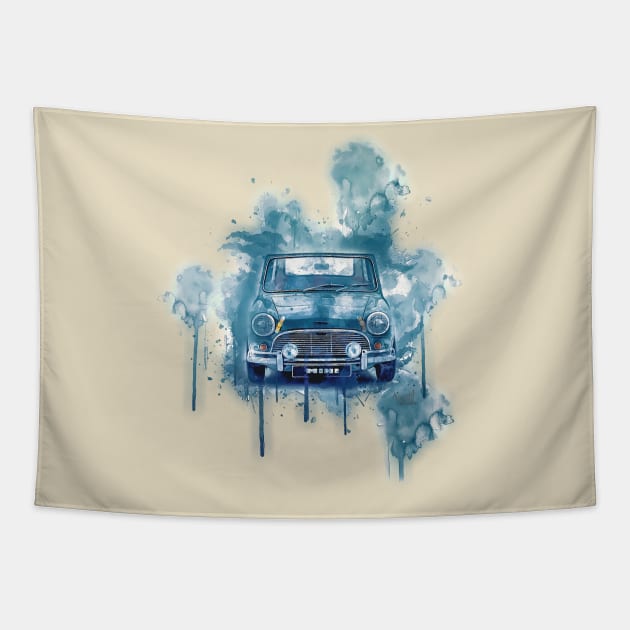 Mini Cooper Splash Art Tapestry by AaaahEeeekStudio