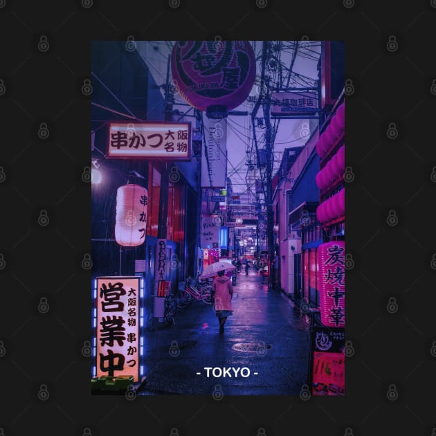 Tokyo Street Neon Synthwave by JeffDesign
