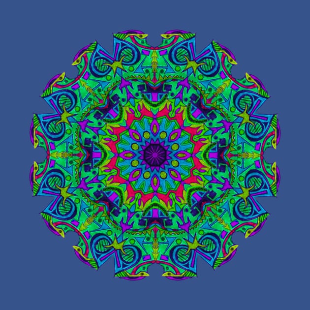 Neon Blue Mandala by Shumlosh