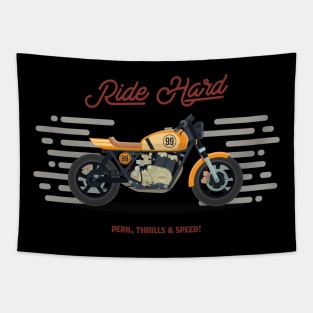 Retro Ride Hard Motorcycle Tapestry