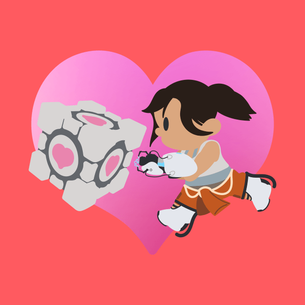 Chell Crossing - Companion Cube by JPenfieldDesigns