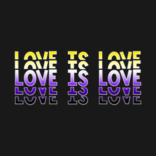 Vintage Retro Love is Love Nonbinary Stacked Letters NB Enby Pride Flag T-Shirt