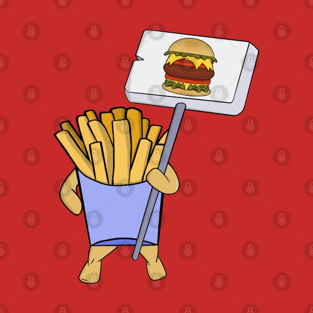 French fries protesting in favor of hamburgers by DiegoCarvalho