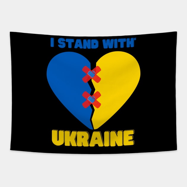 Support I Stand With Ukraine American Flag Ukrainian Flag Tapestry by Holly ship