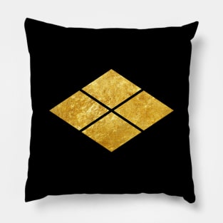 Takeda kamon Japanese samurai clan in faux gold Pillow