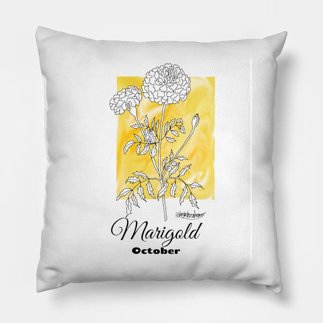 October birth flower - marigold Pillow by RebekahMahoney