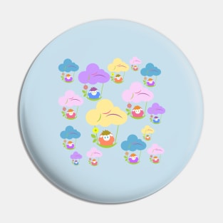 Cute baby sheep flying on clouds pattern Pin