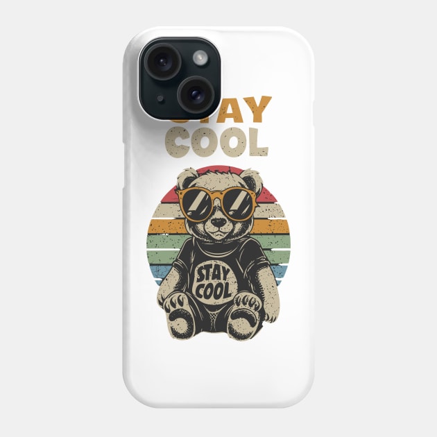 Stay Cool Teddy Bear Wearing Sunglasses Retro Design Phone Case by TF Brands