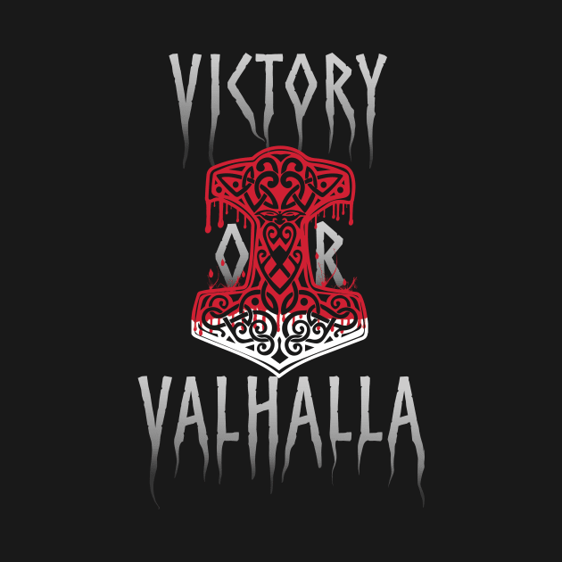 Victory or Valhalla Mjolnir Viking Norse Hammer of Thor Red by vikki182@hotmail.co.uk