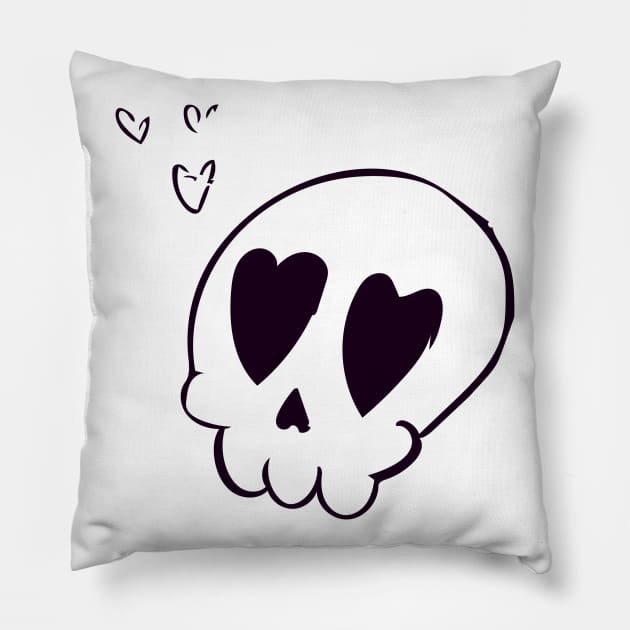 Heart Eye Skull Pillow by Avengedqrow