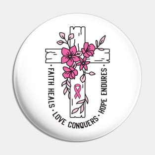 Faith Heal Christian Breast Cancer Awareness Jesus Pin