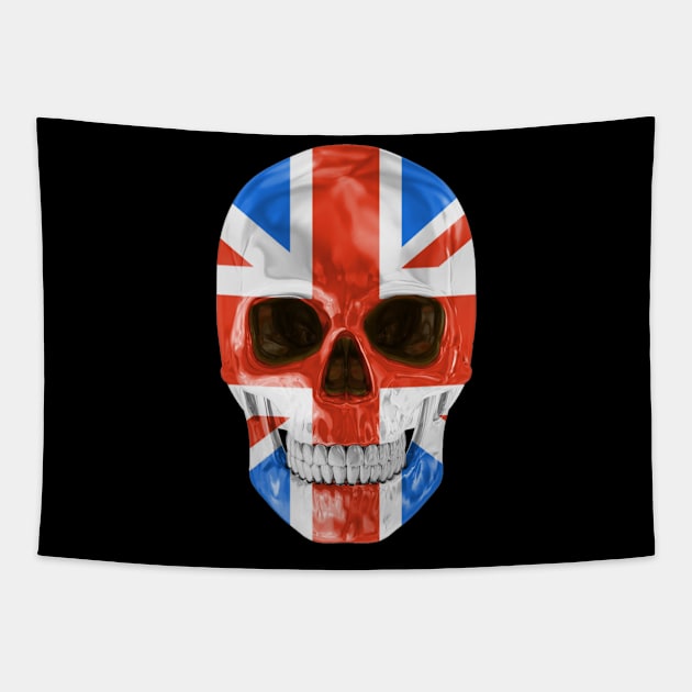 Great Britain Flag Skull - Gift for British With Roots From Great Britain Tapestry by Country Flags