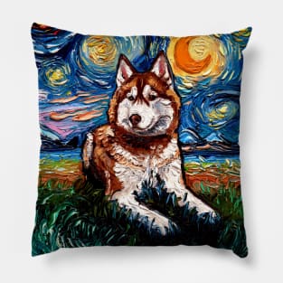 Red and White Husky Night Pillow