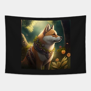 Realistic Shiba Inu 3D Dog Illustration Design Tapestry