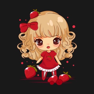 Strawberry Chibi Lolita Girl Art T-Shirt
