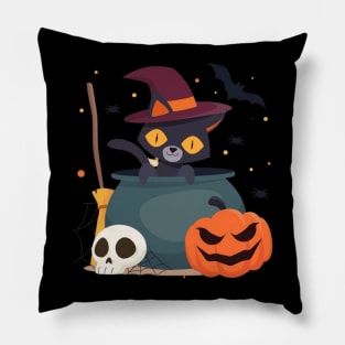 Catoween Halloween Cats Pumpkin Pillow