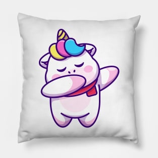 Cute baby unicorn dabbing cartoon Pillow