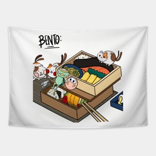 Cute bento with japanese yokai Tapestry