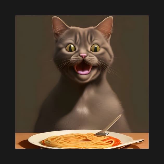 Surprise Cat Love Eating Vegan Spaghetti by animegirlnft