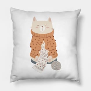 Cat knitting Pillow