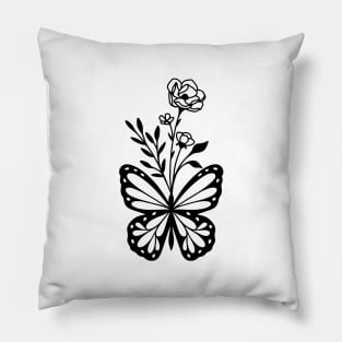 Flowers and butterfly Pillow