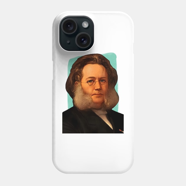 Norwegian playwright Henrik Ibsen Illustration Phone Case by Litstoy 