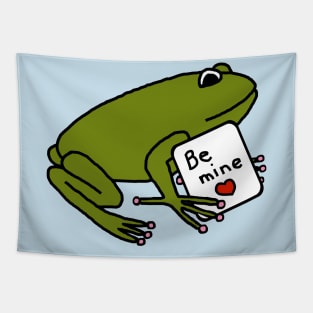 Green Frog says Be Mine on Valentines Day Tapestry