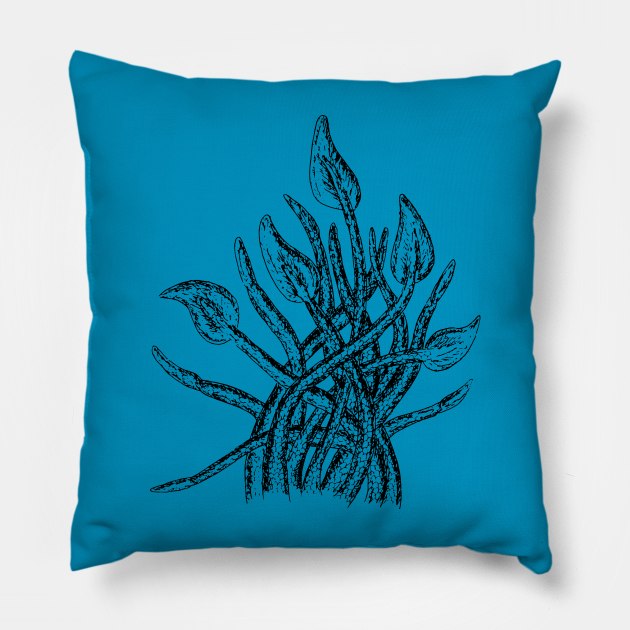 Cthulhu Octopus Tentacles Illustration Under the Deep Sea Pillow by Squeeb Creative