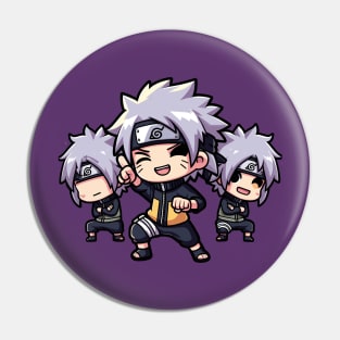 Kakashi Trio Chibi Design - Happy and Weird Anime Humor Pin